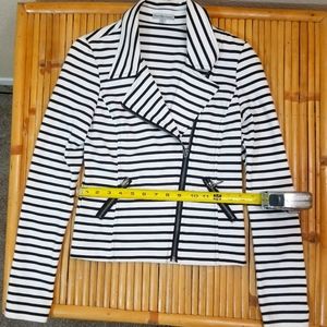 Asymmetrical zip striped dress jacket